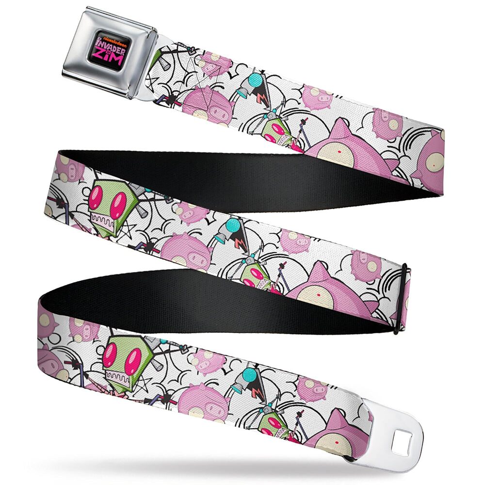 2185 Nickelodeon Belt, Seatbelt Buckle Belt, Invader Zim GIR and Piggy
